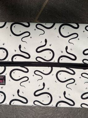 White Snake Print Cosmetic Bag - Black Snake Design